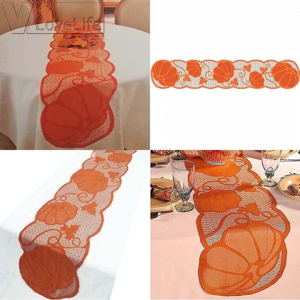 Halloween Table Runner Maple Leaves Pumpkin pöytäliina orange 33*183cm