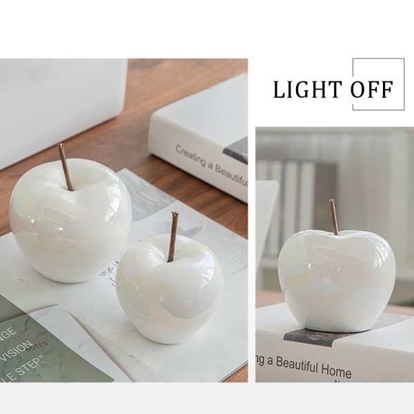 LED gennemskinnelig keramisk æble natlys white 12*12*9cm