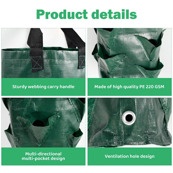 3 liters hængende vækstpose åndbar flerlomme green diameter 20*35cm