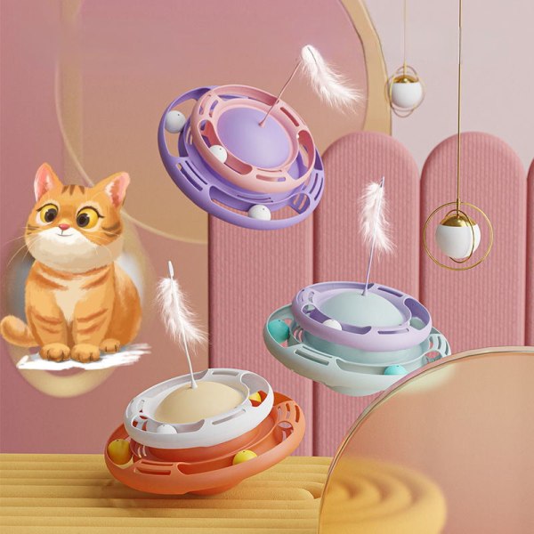 Kattunge leksak katt pinne med fjäder tumlar form orange