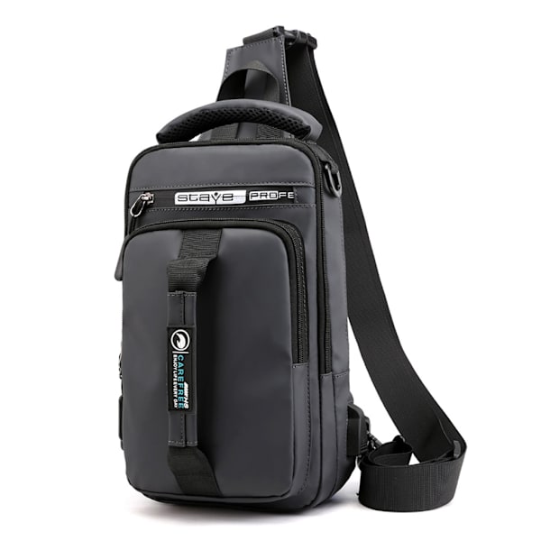 Multifunktion Crossbody-taske til mænd USB-opladningskiste-taske khaki 18*7*30cm