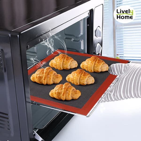 Perforerad non-stick silikon bakmatta Bageritillbehör black+red 30*40cm