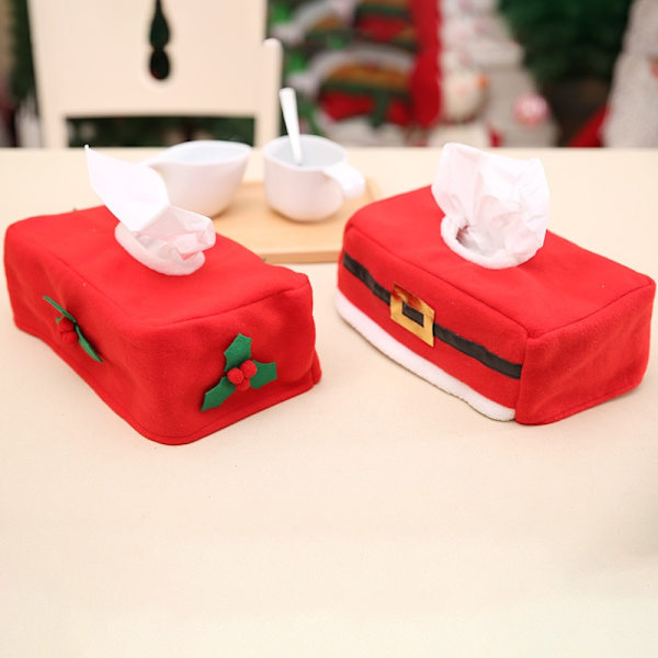 Julepynt til hjemmet Xmas Tissue Box Borddekoration red tissue box clover 10X13X24cm
