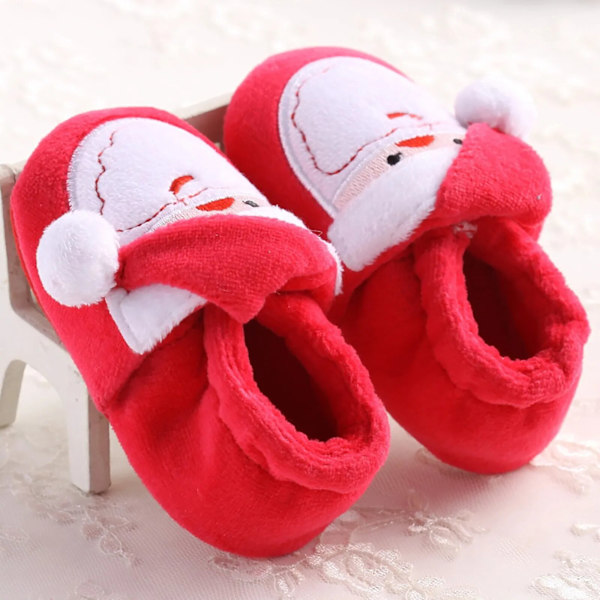 Newborn Toddler First Walker Sko Efterår Vinter Varm skridsikker søde babyjulesko red 1