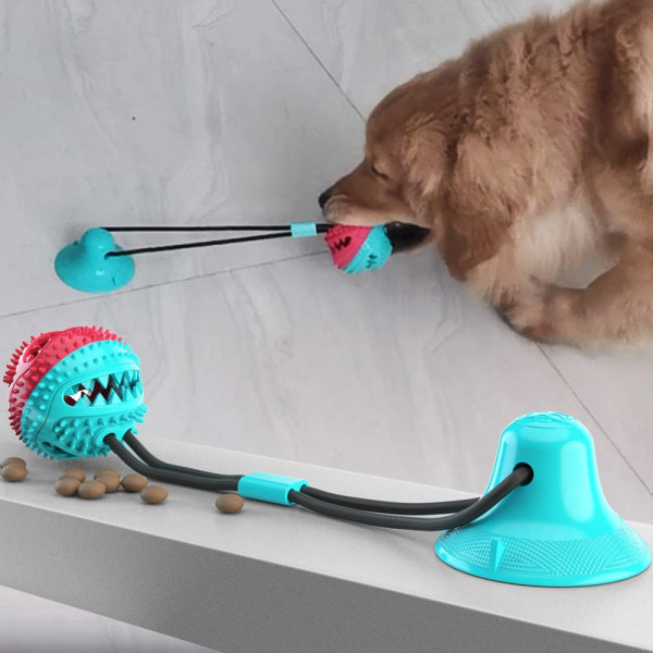 Hundelegetøj Silicon Sugekop Tug Interaktiv Hundebold Legetøj til Pet Chew Bite red yuan