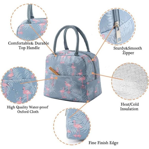 Madkasse Opbevaringstaske Cooler Skole Picnic Håndtasker Madkasse Thermal Bag flamingo