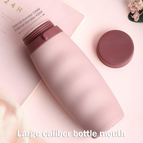 600 ml silikon Bärbar vattenflaska för utomhussporter pink