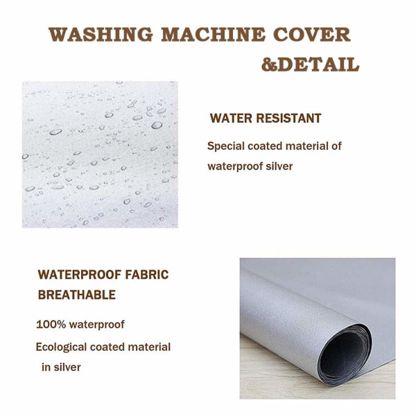 Polyester Fiber Vandtæt Front-Loading Tøjvask Tørretumbler Cover silver extra large