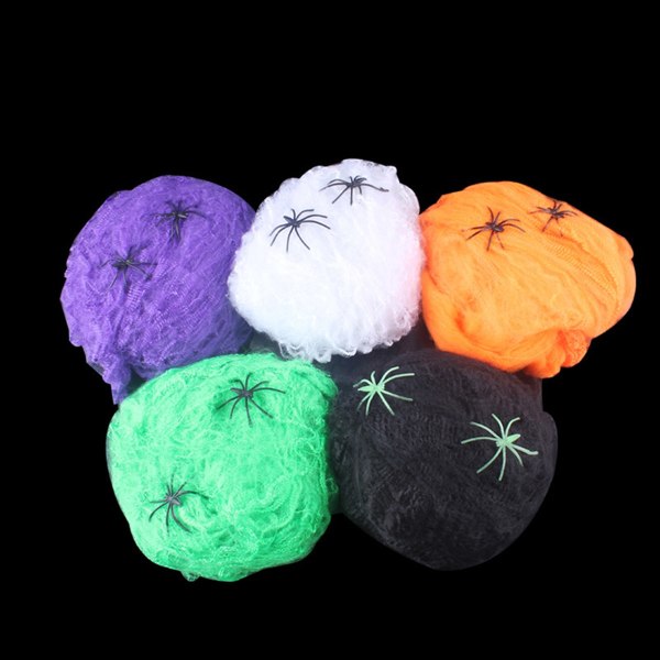 3 stk Halloween Skræmmende Fest Scene Rekvisitter Dekoration Hvid Elastisk spindelvæv edderkoppespind Purple 3pcs