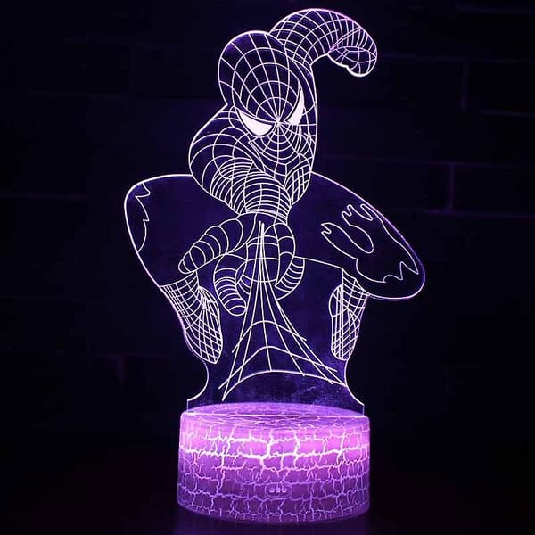 LED, Spiderman 3D Farger Skiftende Bordlampe