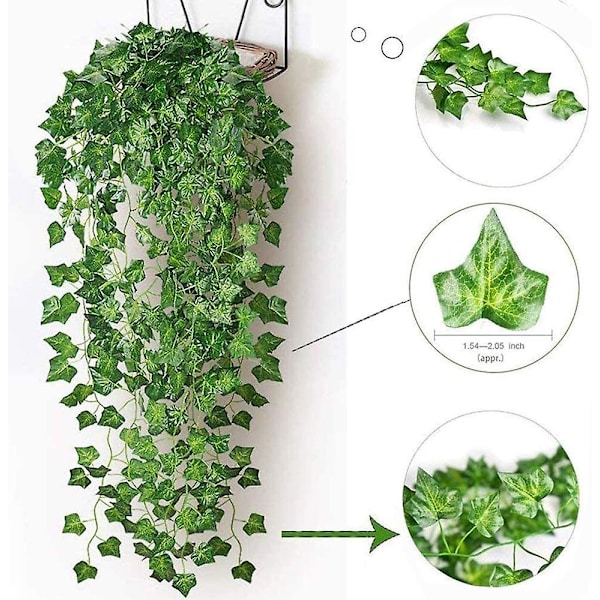 Keinotekoinen muratti, 2 kpl 2m Leaf Fairy Lights, Keinotekoiset kasvit 20 LED-valolla