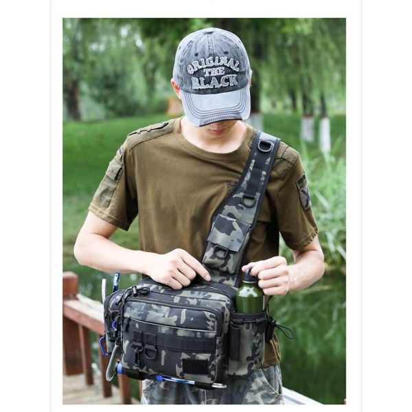 Multifunktionell lutande axelväska för fiske Scorpio Camo