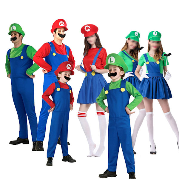 Lapsi Anime Hauskat Halloween-asut Super Mari Luigi Brother -asu red+dress m