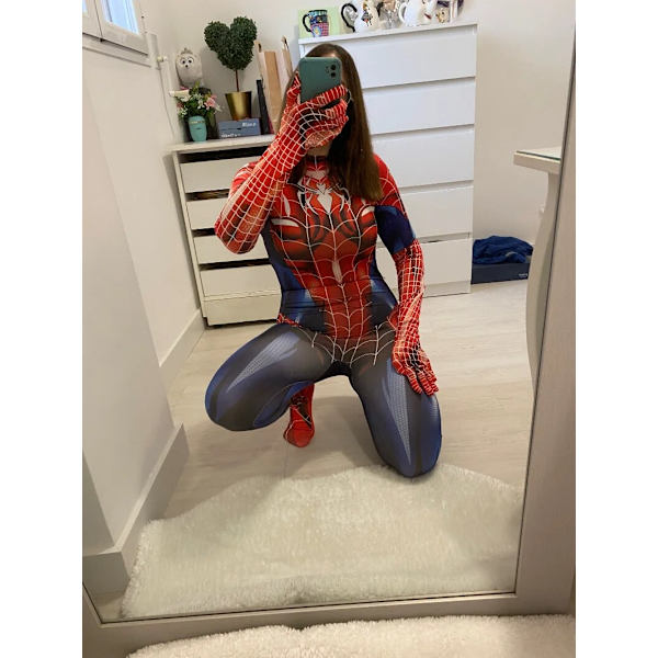 Superhjälte Cosplay Kostym För Spindel Kvinnor Halloween Jul Tight 3D Bodysuit A with mask XS 155