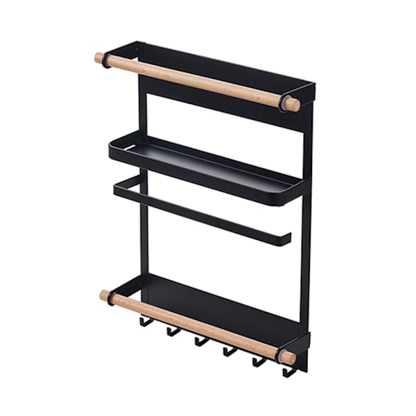 Multifunktionelt magnetisk køleskabshylde sideopbevaringsstativ Black Style B