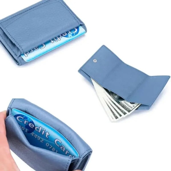 Damer Mini Plånbok Kvinnor Pu Läder Plånböcker Kvinna Kohud Plånböcker Baby blue