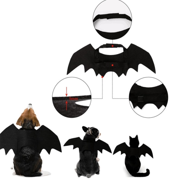 Halloween kostym Pet Bat Wings Katt Hund Bat Costume Vingar black medium