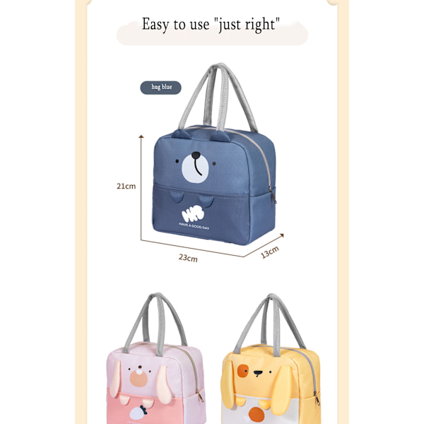 Isolerad kylare Bärbar förvaringsväska Tote Bento Bag Lunchbox blue 21*23*13cm