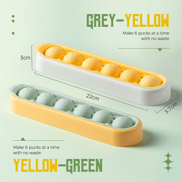 6 Bolde Silikone Ismaskine Form Isbakke gray-yellow 22*5.7*3cm