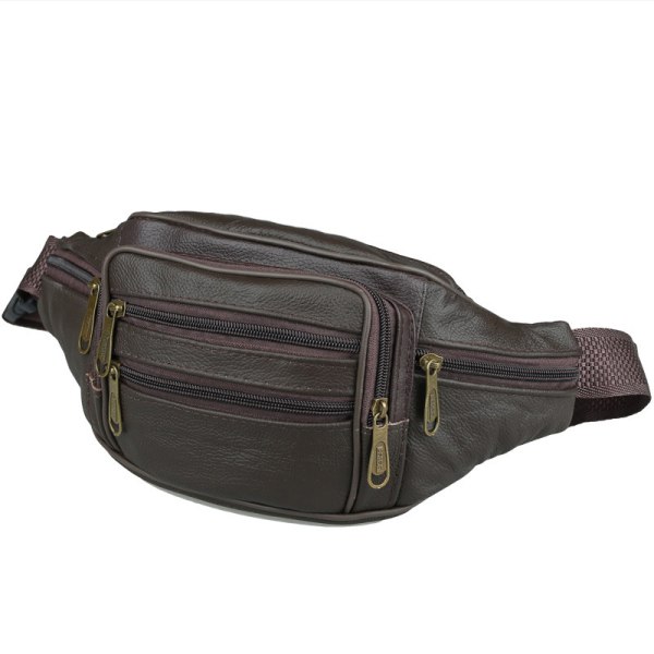 Män Läder Midjepaket Reseförvaring khaki 22*12*6cm