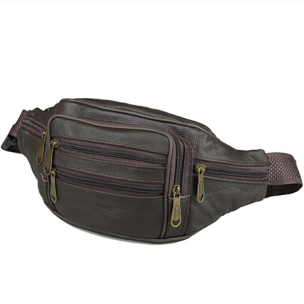 Mænd Læder Talje Packs Rejse Opbevaring khaki 22*12*6cm