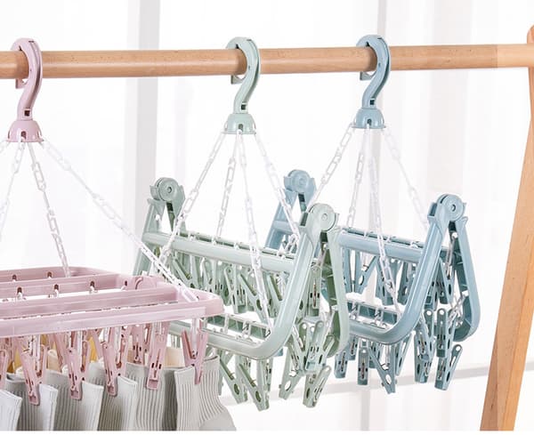 32 Clips Vikbara strumpor Underkläder Torkställ i plast pink