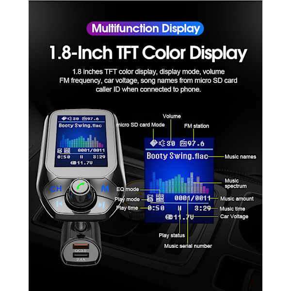 Auton bluetooth laturi u levy MP3-soitin 1pc