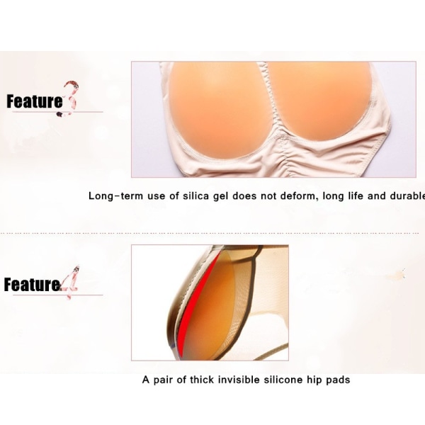 Silikon Butt Padded Shaper Sexiga Damunderkläder Avtagbara beige 200g-S