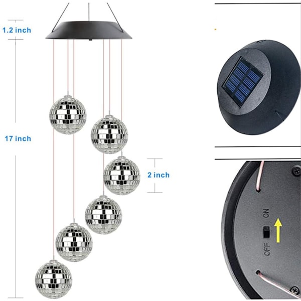 Värikäs lamppu Solar Power Wind Chime Mobile riippuvalaisin black 125*800（mm）