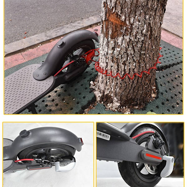 1 set Stöldskyddscykel elektrisk skoter Skivbroms Hjullås för Xiaomi Mijia M365 Red Lock