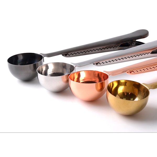 To-i-en forseglingsclips for kaffeske i rustfrit stål rosegold 17.5x3.7cm