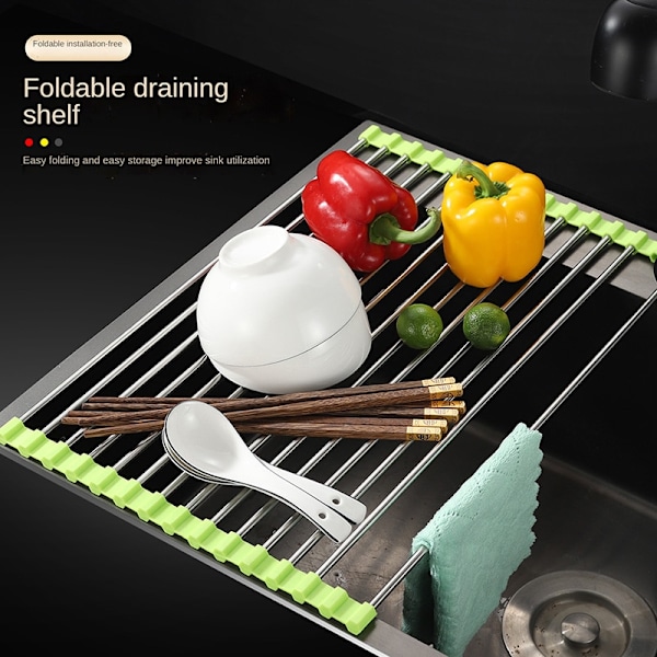 Foldbart opvaskestativ Multi-Use køkken silikone afløb green 235*370mm