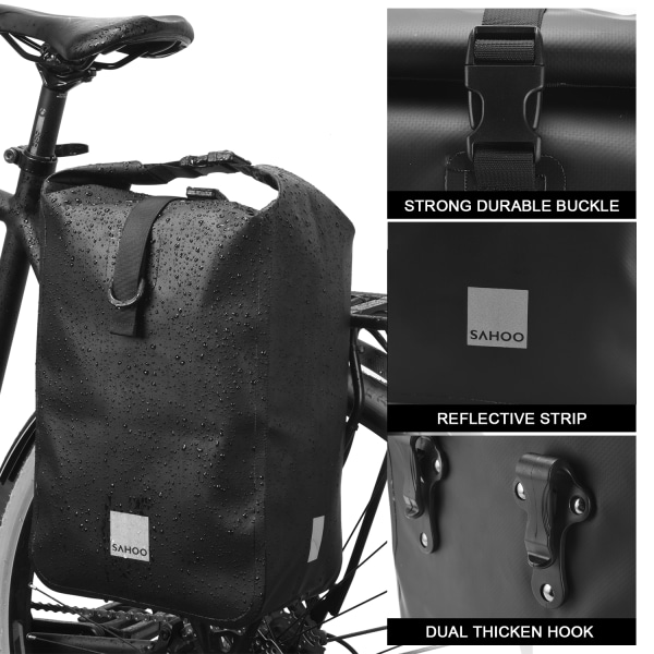 Vedenpitävä pyöräilypolkupyörän takaistuimen tavaratilalaukku 10L black 37 * 26 * 13 cm