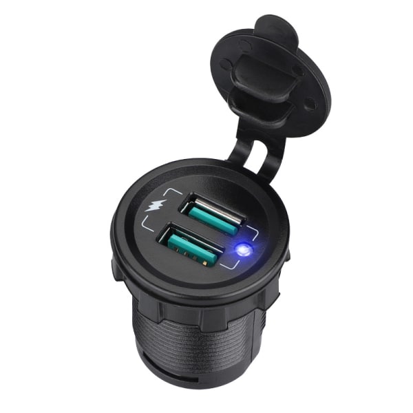 Flere USB-porte Socket Bil Dobbelt hurtigoplader black 37*48*29 mm
