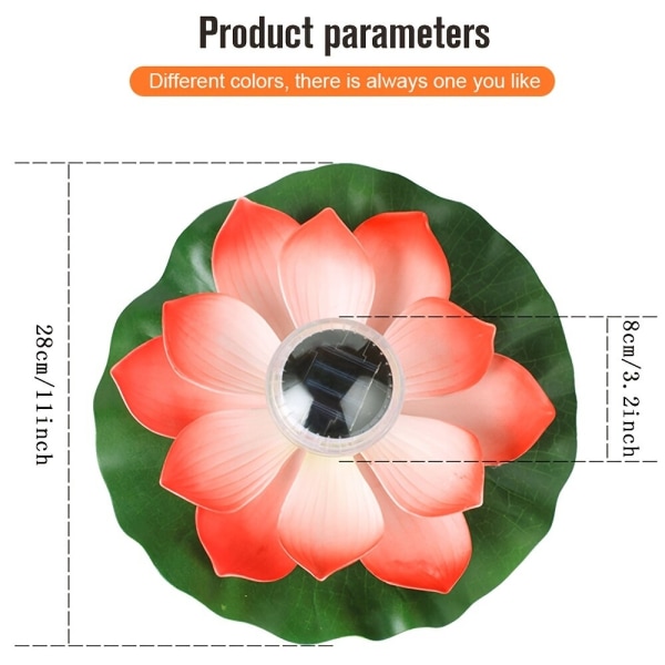 Solcelledrevet kunstig flytende lotus LED-lys hagedam fontene dekor utendørsbelysning Purple