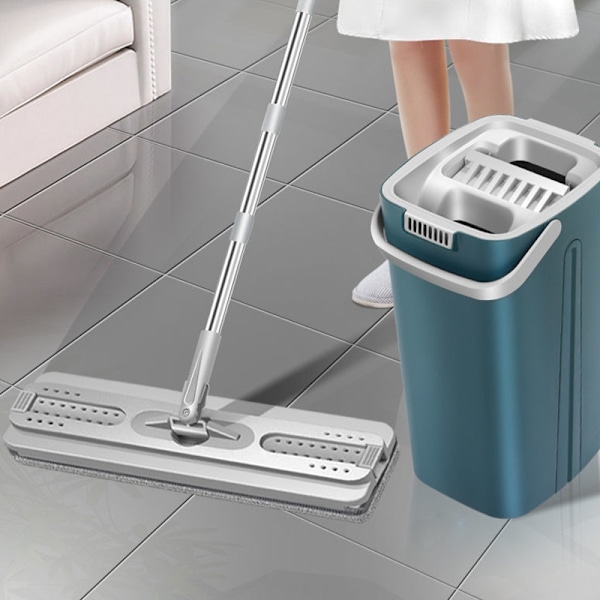 NYHET 360 roterande hink Handfri golvmopp med squeeze mopp white Style3