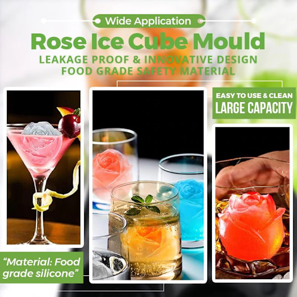3D Silikone Rose Shape Ice Cube Maker Genanvendelig gray 14*14*7cm