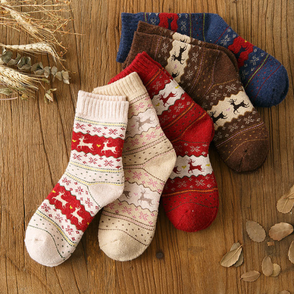 5 Par Jul Kvinder Vinter Varme Bløde Fluffy Sokker One each color 5Pair