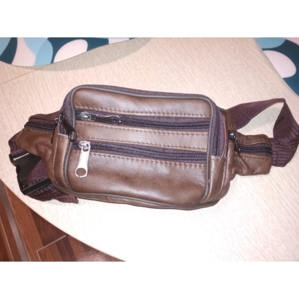 Män Läder Midjepaket Reseförvaring khaki 22*12*6cm