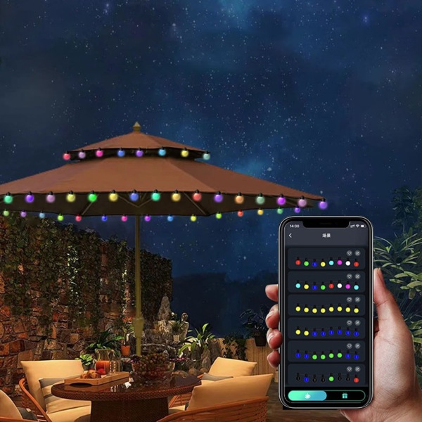 LED Ball Garland Lights Fairy String Bluetooth Smart Vattentät utomhuslampa Party Lights Dekoration colorful 10m