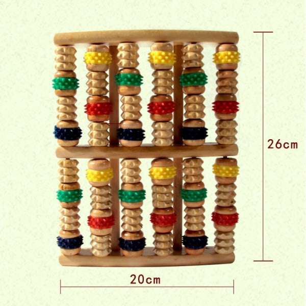 6 riviä puinen jalkahierontalaite Roller Heath Therapy Akupainanta wood color 6 rows