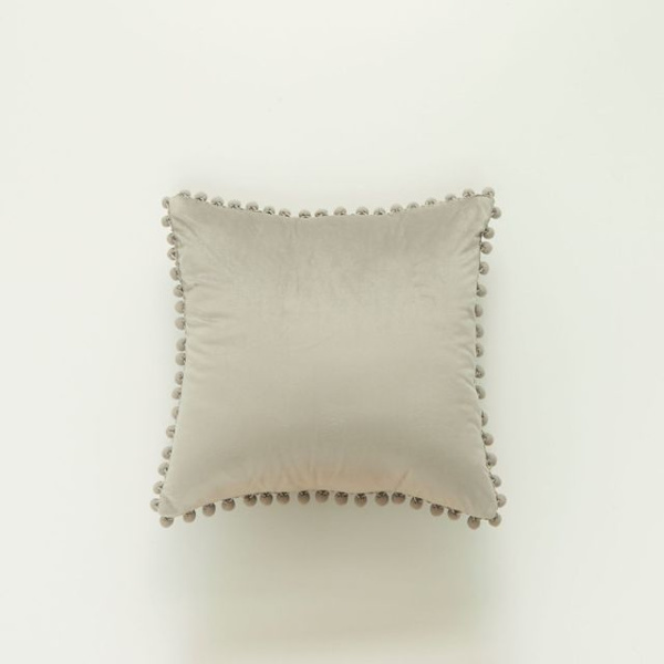 Pudebetræk Pompoms Kanter Ultra Soft Velvet Pudebetræk Sofa Sofa Lændepudebetræk Light gray 30X50CM