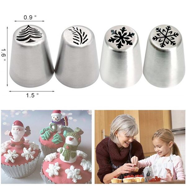 4st/ set kakmunstycke konditorivaror i rostfritt stål Cupcake silver 4pcs