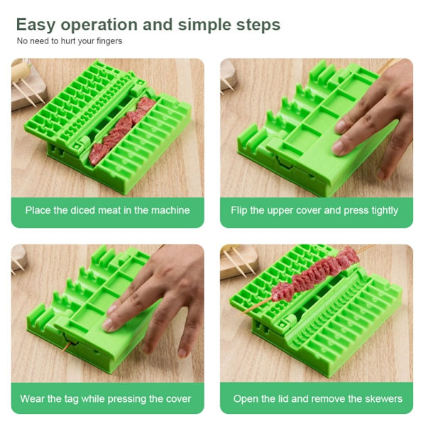 Skewers Kebab Maker Grill Stringer Box Machine BBQ Gadget green 17.3*11.5*2.5cm