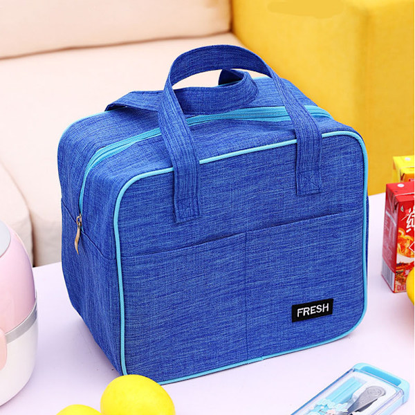 Thermal kvinnor bärbar picknick isolerad lunchpåse gray 25*14.5*22cm