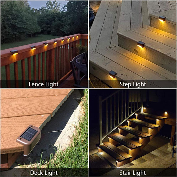 8/4 stk LED solar trappelampe udendørs vandtæt black 4 PCS