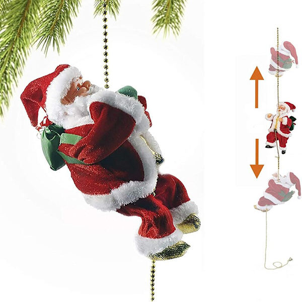 Klatrende julemand Elektrisk plys legetøj julefigur red 12.5*13*21CM