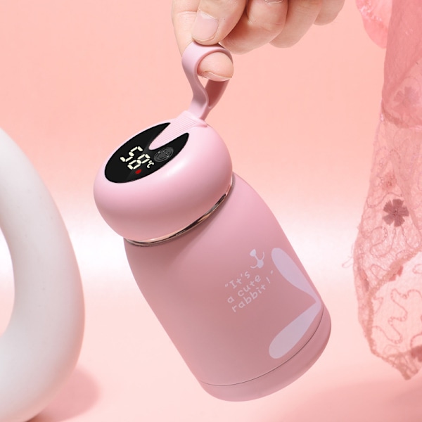 Rustfri kolbe termokande intelligent temperaturvisning pink 320ml