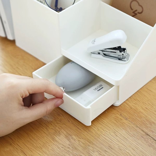 Skrivbordsförvaringsställ kontorsmaterial beige