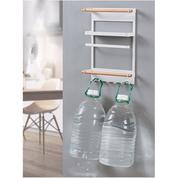 Multifunktionelt magnetisk køleskabshylde sideopbevaringsstativ White Style B